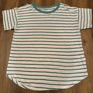 Madewell Women’s Green Striped Short Sleeve Tee Size Large